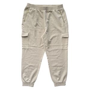 Marc New York Women’s XL Beige Cargo Jogger Pants Elastic Waist Tapered Leg